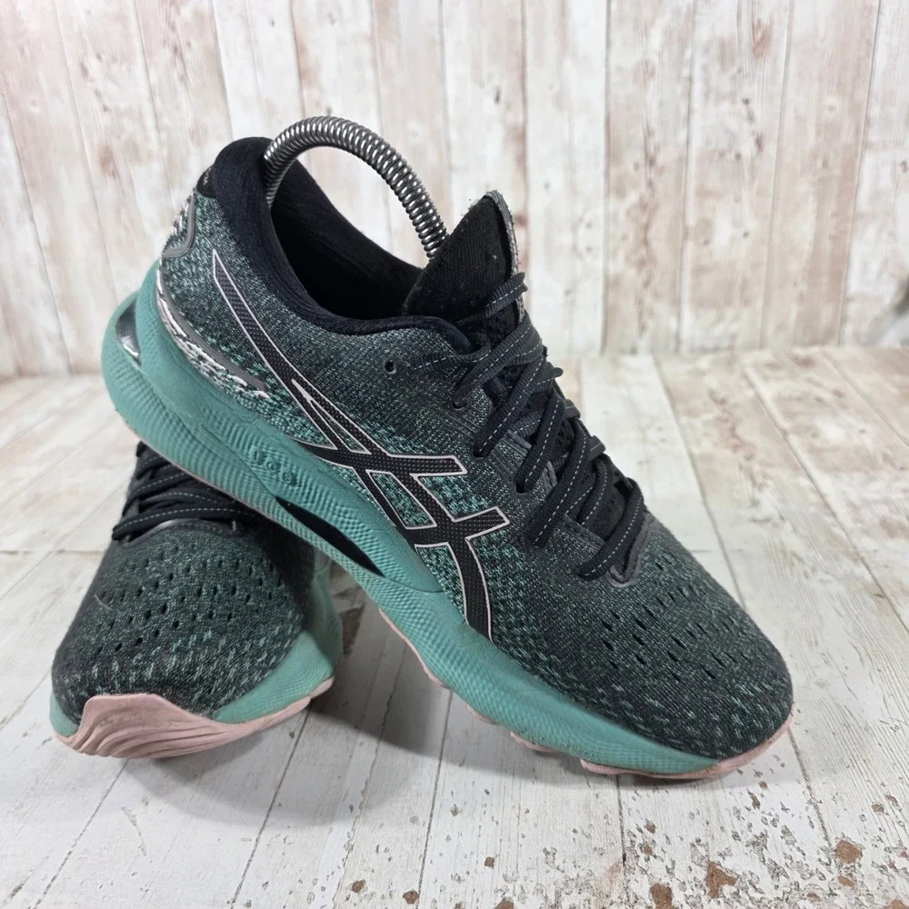 ASICS Gel-Nimbus 24 Womens Running Shoes Sage Black Pink 1012B201 Size 8.5